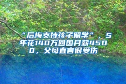“后悔支持孩子留学”，5年花140万回国月薪4500，父母直言很受伤