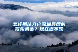 怎样抓住入户深圳最后的宽松机会？现在还不晚