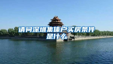 请问深圳集体户买房条件是什么