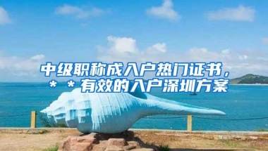 中级职称成入户热门证书，＊＊有效的入户深圳方案