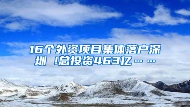 16个外资项目集体落户深圳 !总投资463亿……