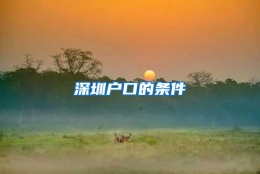 深圳户口的条件