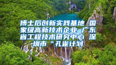 博士后创新实践基地 国家级高新技术企业 广东省工程技术研究中心 深圳市“孔雀计划