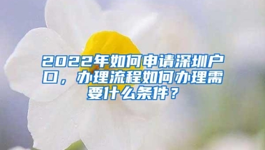2022年如何申请深圳户口，办理流程如何办理需要什么条件？