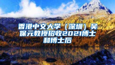 香港中文大学（深圳）吴保元教授招收2021博士和博士后