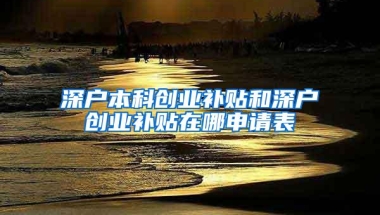 深户本科创业补贴和深户创业补贴在哪申请表