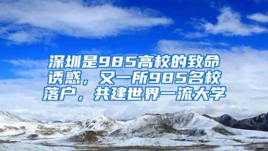 深圳是985高校的致命诱惑，又一所985名校落户，共建世界一流大学