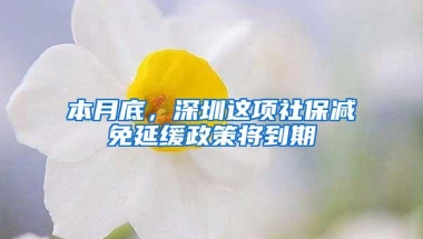 本月底，深圳这项社保减免延缓政策将到期