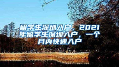 留学生深圳入户，2021年留学生深圳入户，一个月内快速入户