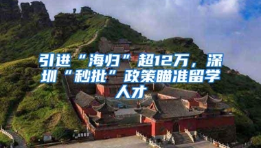引进“海归”超12万，深圳“秒批”政策瞄准留学人才