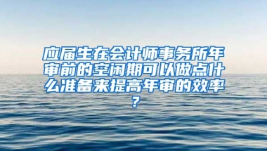 应届生在会计师事务所年审前的空闲期可以做点什么准备来提高年审的效率？