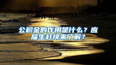 公积金的作用是什么？应届生赶快来了解？