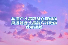非深户人员可以在深圳以灵活就业人员的方式缴纳养老保险