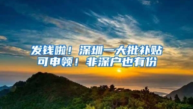 发钱啦！深圳一大批补贴可申领！非深户也有份