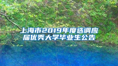 上海市2019年度选调应届优秀大学毕业生公告
