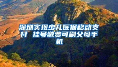 深圳实现少儿医保移动支付 挂号缴费可刷父母手机