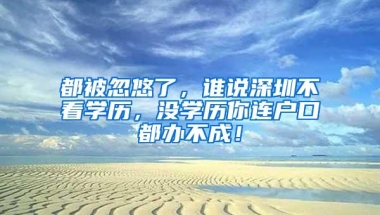 都被忽悠了，谁说深圳不看学历，没学历你连户口都办不成！