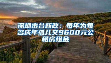 深圳出台新政：每年为每名成年孤儿交9600元公租房租金