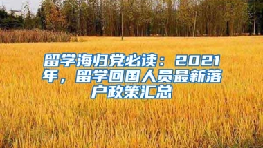 留学海归党必读：2021年，留学回国人员最新落户政策汇总