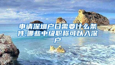 申请深圳户口需要什么条件,哪些中级职称可以入深户