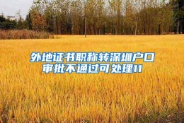 外地证书职称转深圳户口审批不通过可处理11
