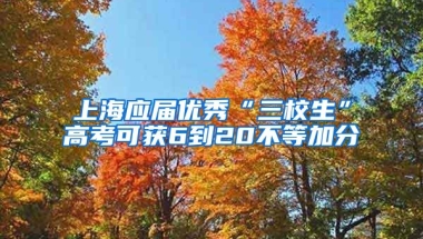 上海应届优秀“三校生”高考可获6到20不等加分