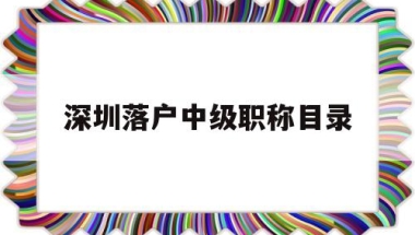深圳落户中级职称目录(深圳落户中级职称目录表)