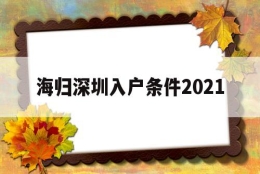 海归深圳入户条件2021(深圳海归人才引进政策2021)