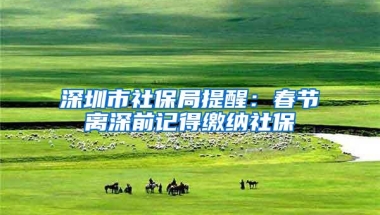 深圳市社保局提醒：春节离深前记得缴纳社保
