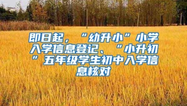 即日起，“幼升小”小学入学信息登记、“小升初”五年级学生初中入学信息核对