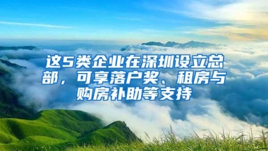 这5类企业在深圳设立总部，可享落户奖、租房与购房补助等支持