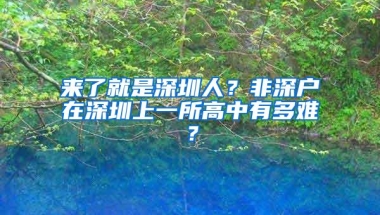 来了就是深圳人？非深户在深圳上一所高中有多难？