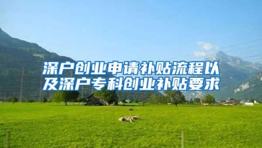 深户创业申请补贴流程以及深户专科创业补贴要求