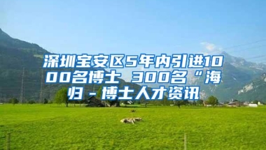 深圳宝安区5年内引进1000名博士 300名“海归－博士人才资讯