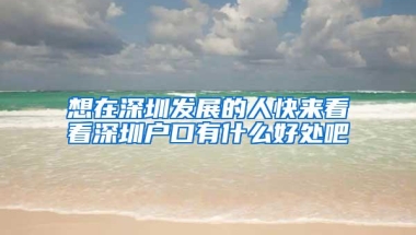 想在深圳发展的人快来看看深圳户口有什么好处吧