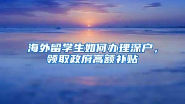 海外留学生如何办理深户，领取政府高额补贴