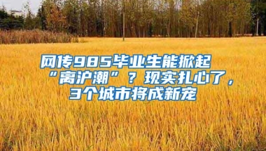 网传985毕业生能掀起“离沪潮”？现实扎心了，3个城市将成新宠