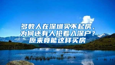 多数人在深圳买不起房，为何还有人抢着入深户？原来竟能这样买房
