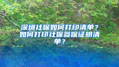深圳社保如何打印清单？如何打印社保参保证明清单？