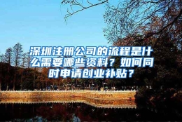 深圳注册公司的流程是什么需要哪些资料？如何同时申请创业补贴？