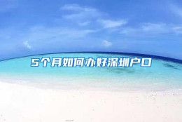 5个月如何办好深圳户口