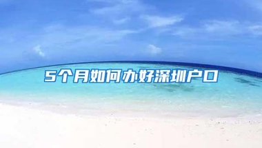 5个月如何办好深圳户口