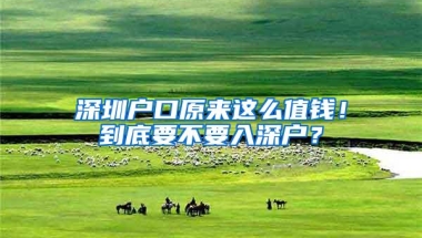 深圳户口原来这么值钱！到底要不要入深户？