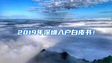2019年深圳入户白皮书！