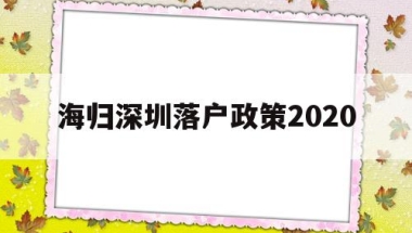 海归深圳落户政策2020(深圳海归人才引进政策2020)