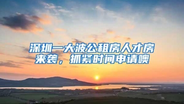 深圳一大波公租房人才房来袭，抓紧时间申请噢