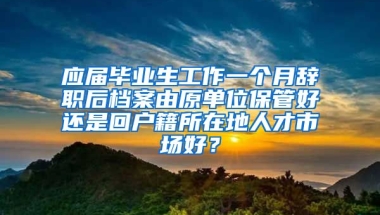 应届毕业生工作一个月辞职后档案由原单位保管好还是回户籍所在地人才市场好？