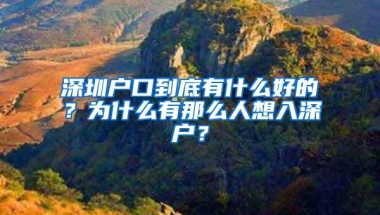 深圳户口到底有什么好的？为什么有那么人想入深户？