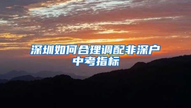 深圳如何合理调配非深户中考指标
