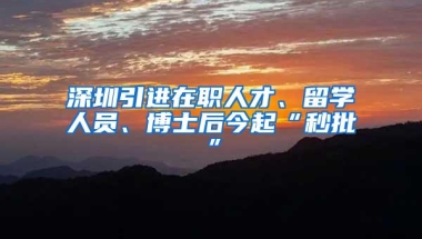 深圳引进在职人才、留学人员、博士后今起“秒批”